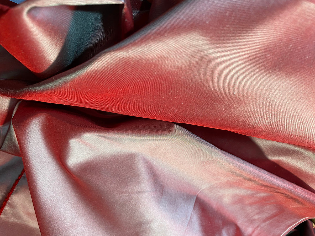 NEW Lady Lisa 100% Silk Taffeta Fabric - Solid Frosty Red with Icy Blue Iridescence - Fancy Styles Fabric Pierre Frey Lee Jofa Brunschwig & Fils