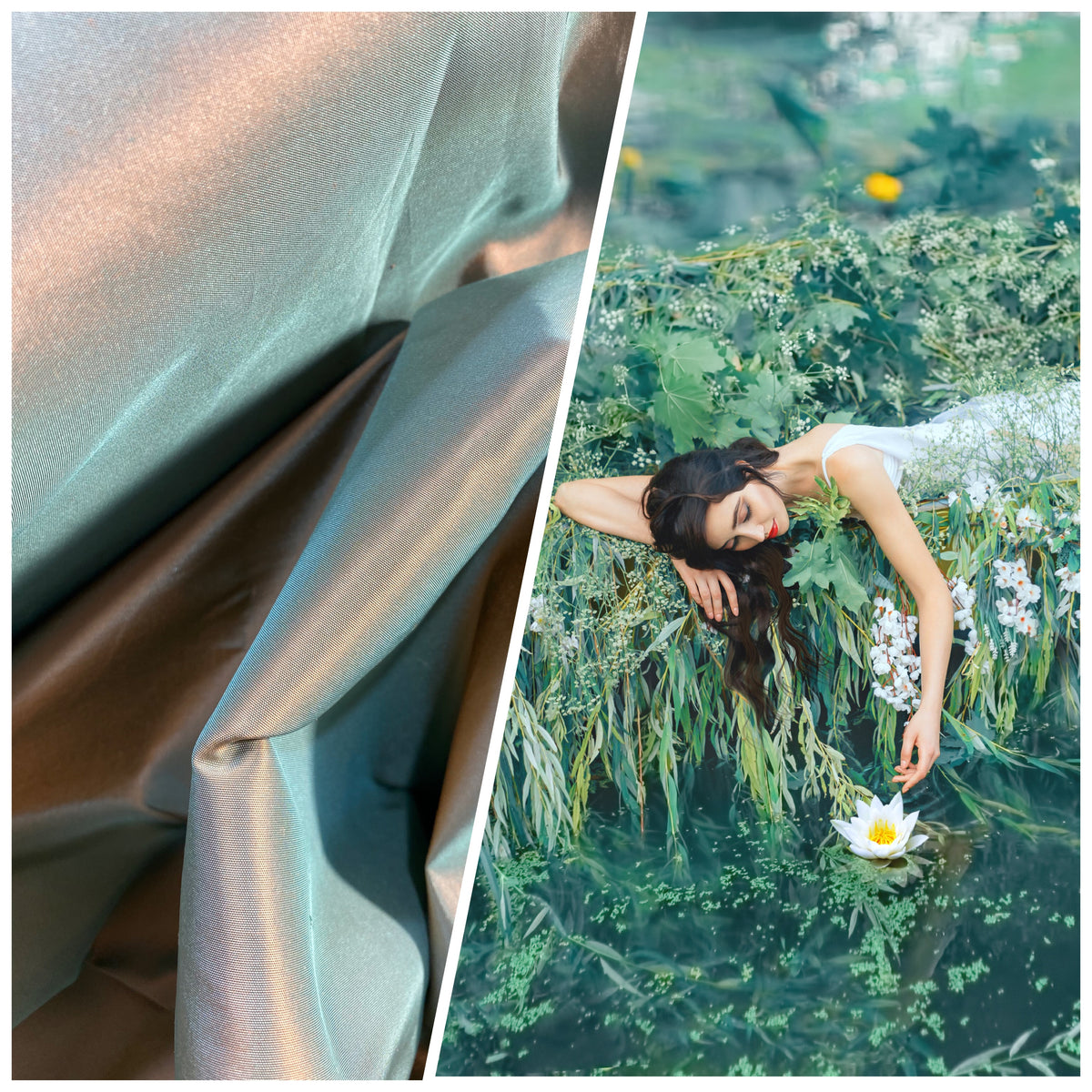 NEW Lady Lisa 100% Silk Taffeta Fabric - Solid Aqua Blue with Peach Iridescence - Fancy Styles Fabric Pierre Frey Lee Jofa Brunschwig & Fils