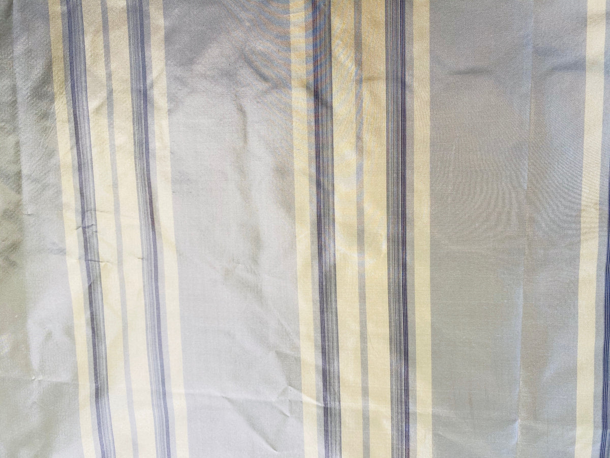 NEW Lady Amaranthe 100% Silk Taffeta Yellow & Purple Stripes - Fancy Styles Fabric Pierre Frey Lee Jofa Brunschwig & Fils