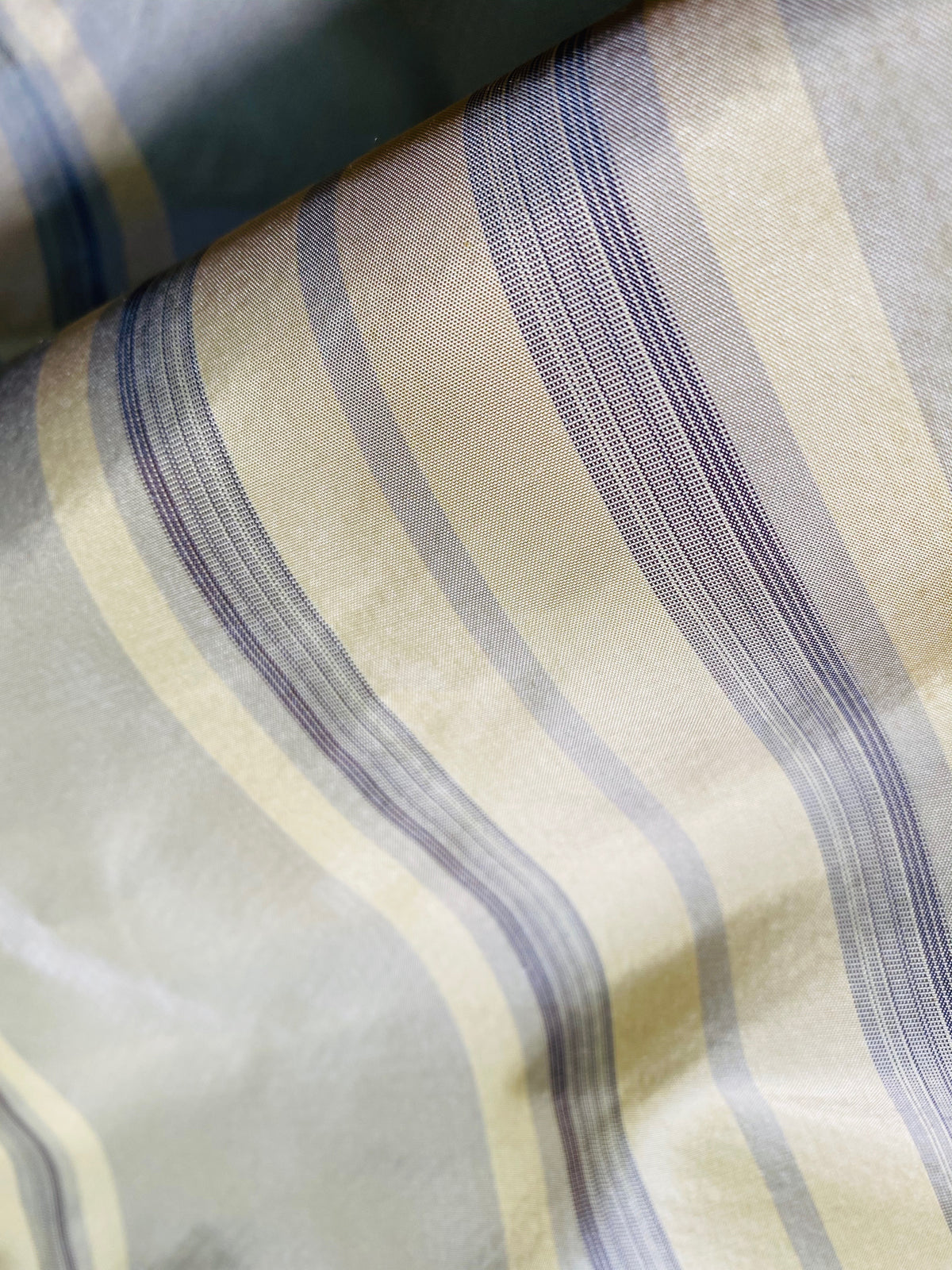 NEW Lady Amaranthe 100% Silk Taffeta Yellow & Purple Stripes - Fancy Styles Fabric Pierre Frey Lee Jofa Brunschwig & Fils