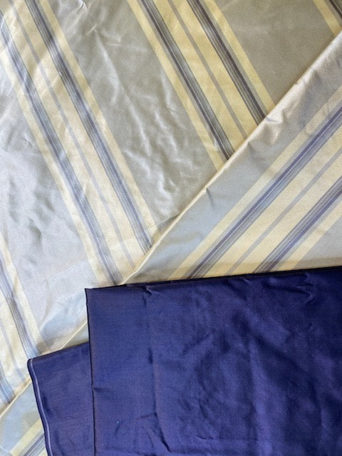 NEW Lady Amaranthe 100% Silk Taffeta Yellow & Purple Stripes - Fancy Styles Fabric Pierre Frey Lee Jofa Brunschwig & Fils