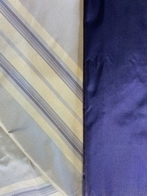 NEW Lady Amaranthe 100% Silk Taffeta Yellow & Purple Stripes - Fancy Styles Fabric Pierre Frey Lee Jofa Brunschwig & Fils