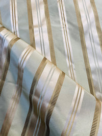 NEW Lady Rosalyn 100% Silk Taffeta Ribbon Stripes Fabric - Pistachio Green and Gold - Fancy Styles Fabric Pierre Frey Lee Jofa Brunschwig & Fils