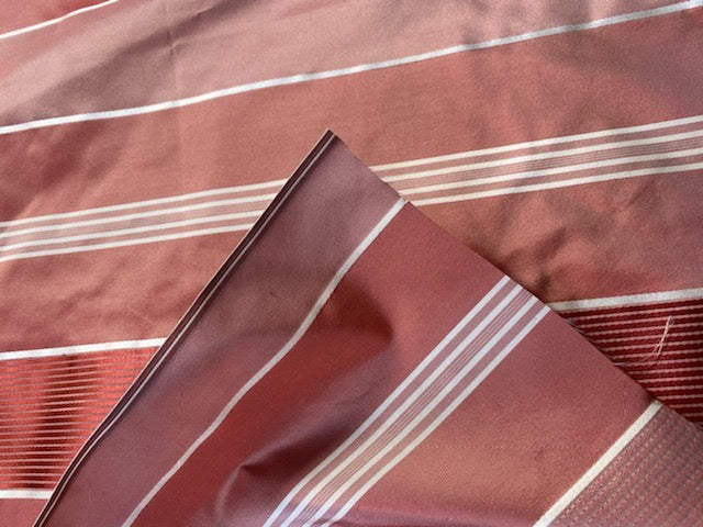 NEW Duchess Tracy 100% Silk Taffeta Ribbon Stripes Fabric - Salmon Pink & White - Fancy Styles Fabric Pierre Frey Lee Jofa Brunschwig & Fils