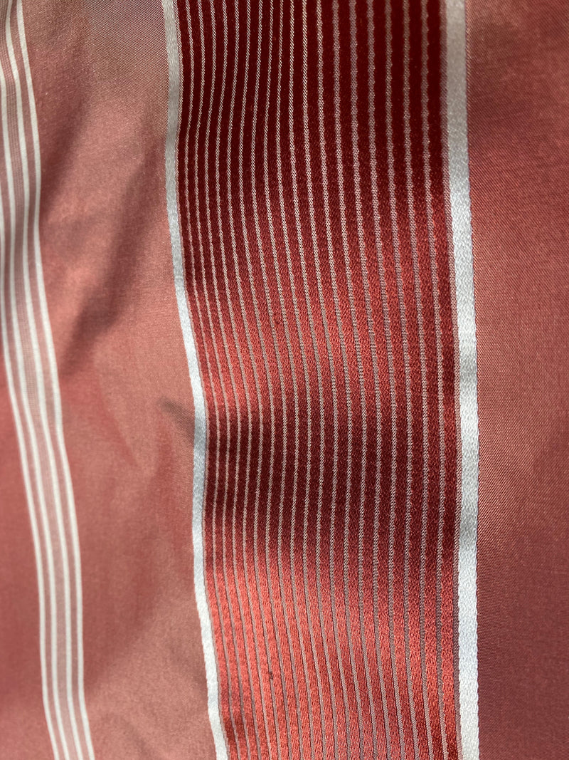 NEW Duchess Tracy 100% Silk Taffeta Ribbon Stripes Fabric - Salmon Pink & White - Fancy Styles Fabric Pierre Frey Lee Jofa Brunschwig & Fils