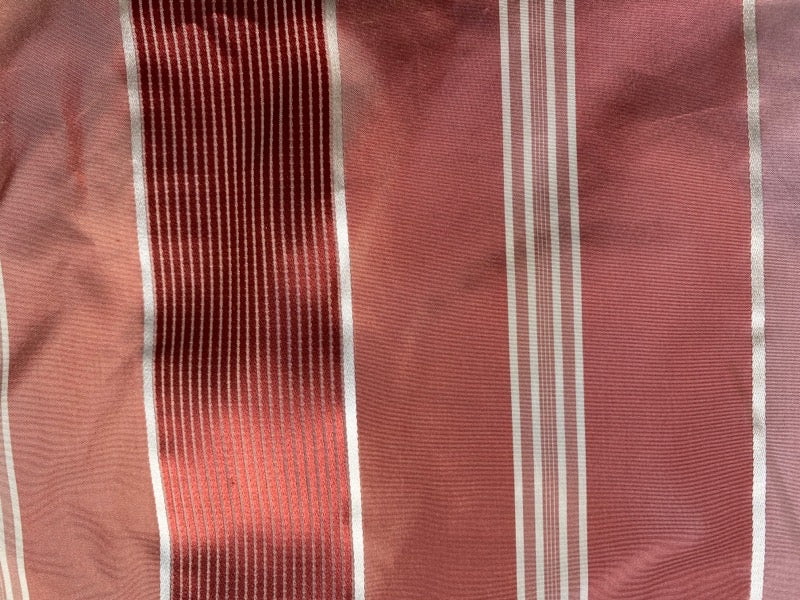 NEW Duchess Tracy 100% Silk Taffeta Ribbon Stripes Fabric - Salmon Pink & White - Fancy Styles Fabric Pierre Frey Lee Jofa Brunschwig & Fils