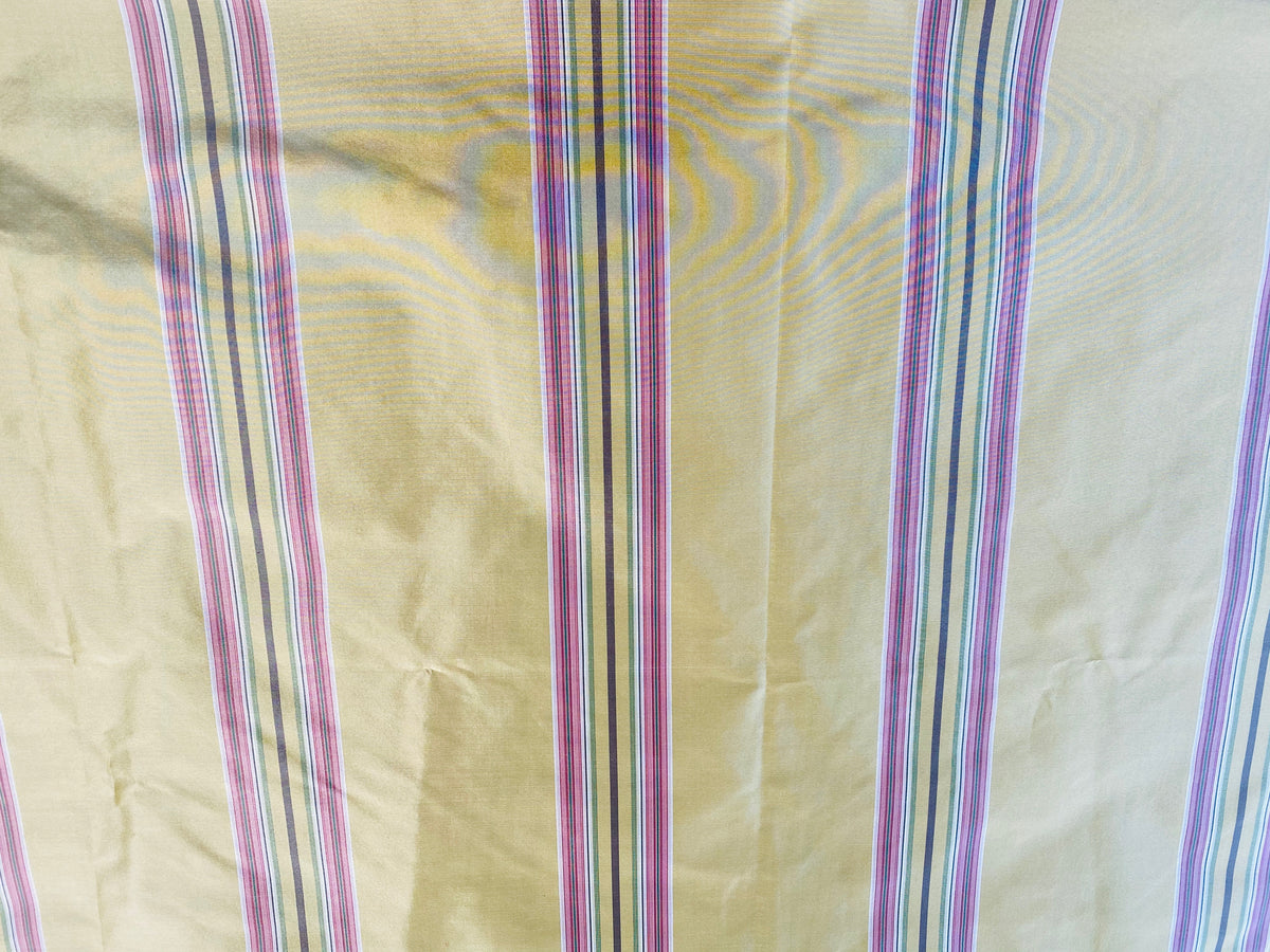 NEW Princess Josephine 100% Silk Taffeta Stripes Fabric - Golden Yellow, Green, Pink, Purple - Fancy Styles Fabric Pierre Frey Lee Jofa Brunschwig & Fils