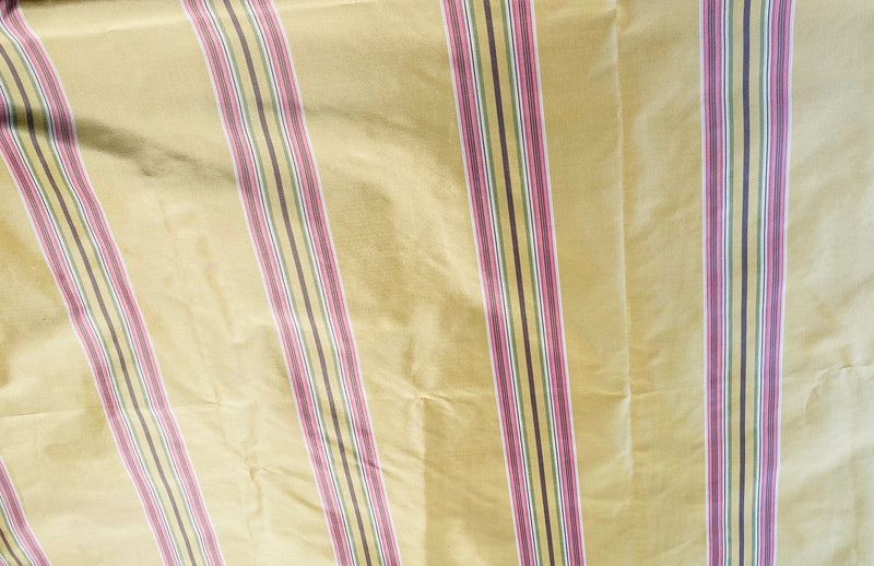 NEW Princess Josephine 100% Silk Taffeta Stripes Fabric - Golden Yellow, Green, Pink, Purple - Fancy Styles Fabric Pierre Frey Lee Jofa Brunschwig & Fils