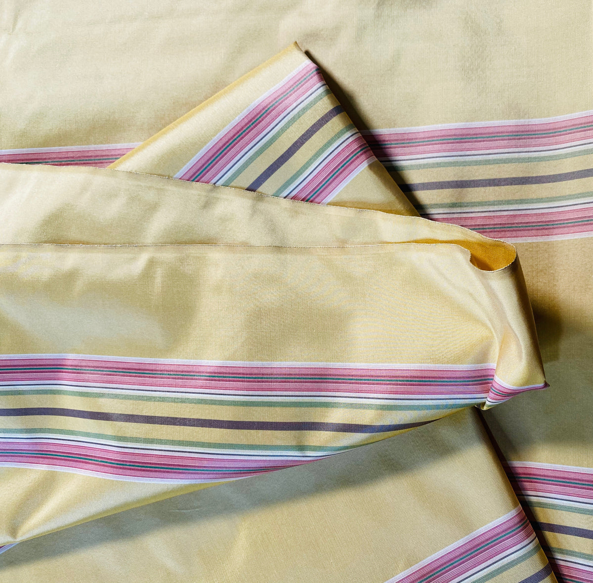 NEW Princess Josephine 100% Silk Taffeta Stripes Fabric - Golden Yellow, Green, Pink, Purple - Fancy Styles Fabric Pierre Frey Lee Jofa Brunschwig & Fils