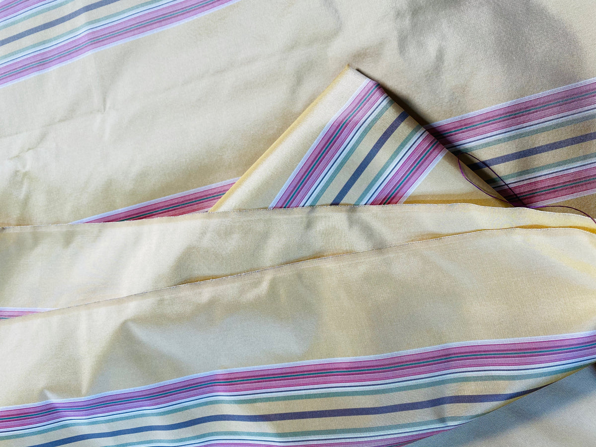 NEW Princess Josephine 100% Silk Taffeta Stripes Fabric - Golden Yellow, Green, Pink, Purple - Fancy Styles Fabric Pierre Frey Lee Jofa Brunschwig & Fils