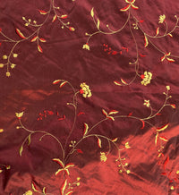 NEW Princess Caroline 100% Silk Taffeta Embroidered Floral Fabric - Dark Red & Yellow - Fancy Styles Fabric Pierre Frey Lee Jofa Brunschwig & Fils
