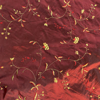 NEW Princess Caroline 100% Silk Taffeta Embroidered Floral Fabric - Dark Red & Yellow - Fancy Styles Fabric Pierre Frey Lee Jofa Brunschwig & Fils