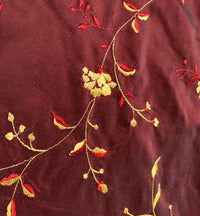 NEW Princess Caroline 100% Silk Taffeta Embroidered Floral Fabric - Dark Red & Yellow - Fancy Styles Fabric Pierre Frey Lee Jofa Brunschwig & Fils