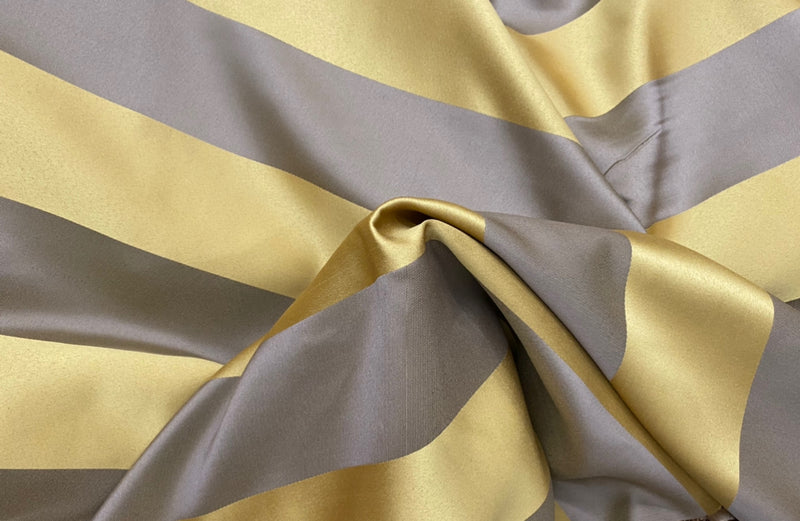 NEW Designer Striped Upholstery & Drapery Fabric - Gold and Gray - Fancy Styles Fabric Pierre Frey Lee Jofa Brunschwig & Fils