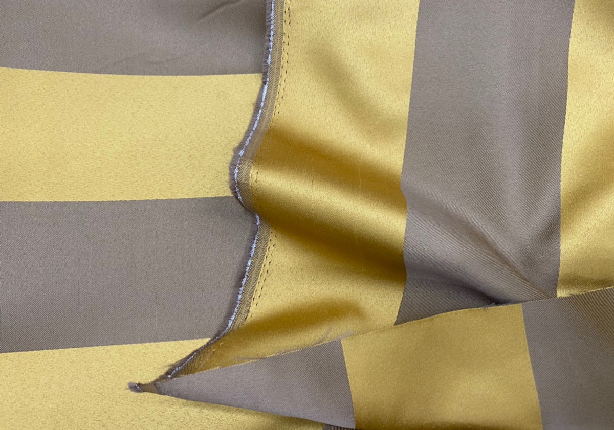 NEW Designer Striped Upholstery & Drapery Fabric - Gold and Gray - Fancy Styles Fabric Pierre Frey Lee Jofa Brunschwig & Fils
