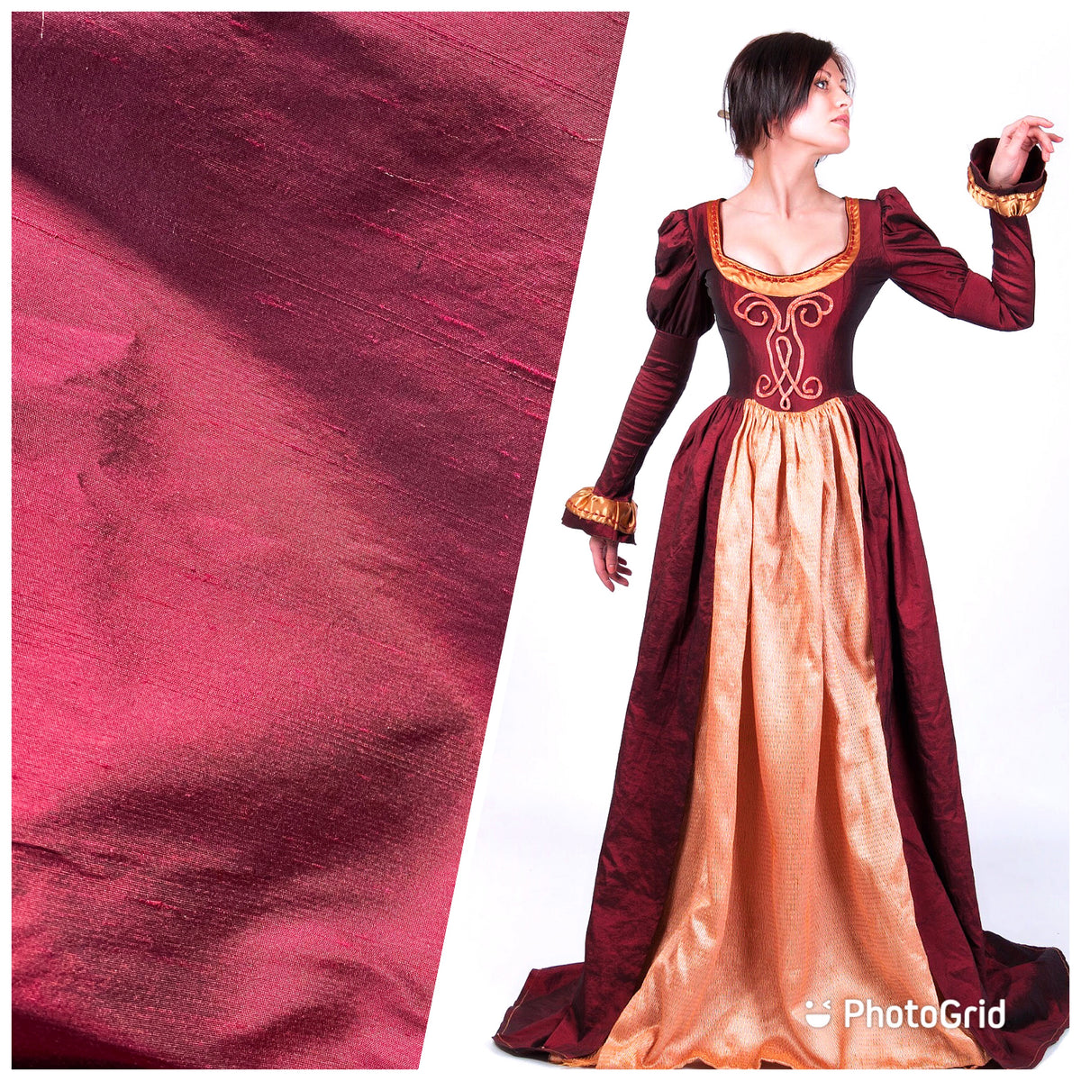 NEW Duchess Mable 100% Silk Dupioni - Solid Dark Red Fabric - Fancy Styles Fabric Pierre Frey Lee Jofa Brunschwig & Fils