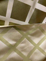 NEW Lady Helen Designer 100% Silk Satin with Diamond Square Motif Fabric - Greenish Gold & Ecru - Fancy Styles Fabric Pierre Frey Lee Jofa Brunschwig & Fils
