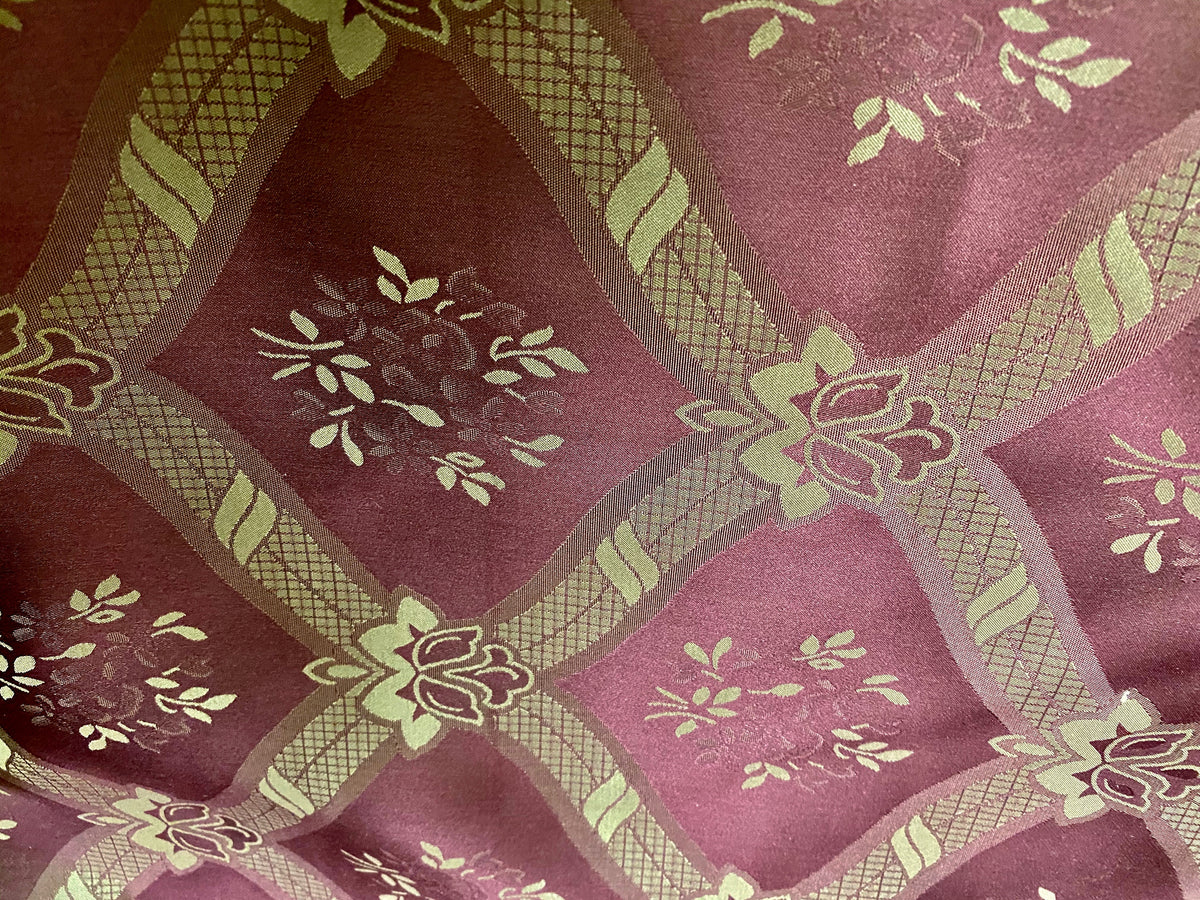 NEW Princess Maddy 100% Silk Satin Fabric with Geometric Motif - Maroon - Fancy Styles Fabric Pierre Frey Lee Jofa Brunschwig & Fils