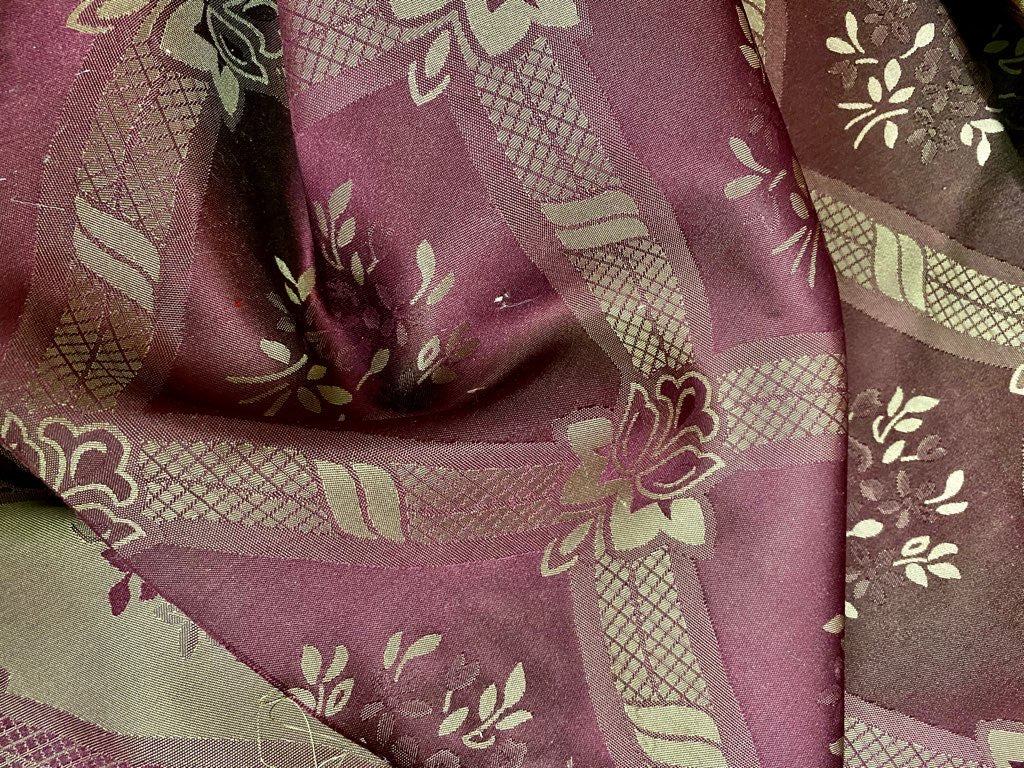 NEW Princess Maddy 100% Silk Satin Fabric with Geometric Motif - Maroon - Fancy Styles Fabric Pierre Frey Lee Jofa Brunschwig & Fils