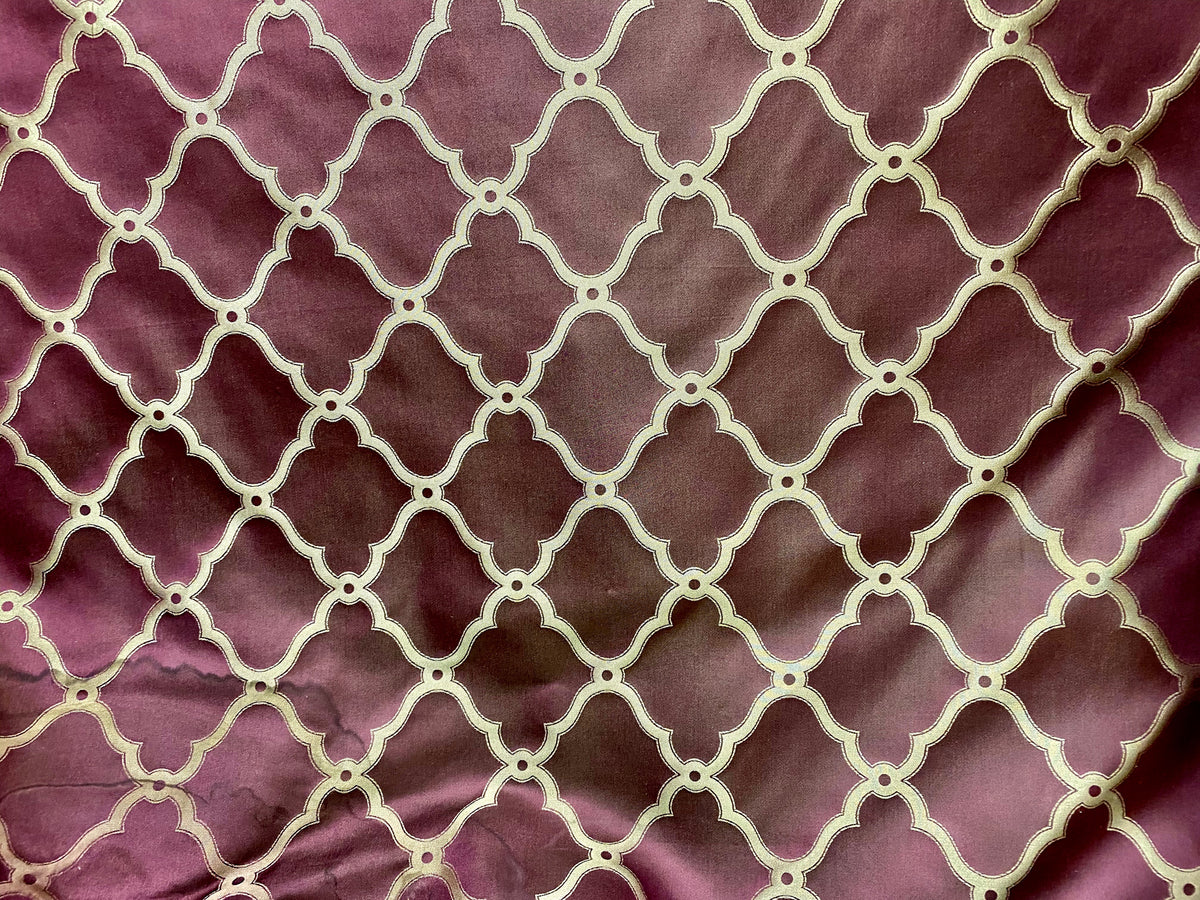 NEW Lady Madison 100% Silk Satin Fabric with Geometric Motif - Maroon - Fancy Styles Fabric Pierre Frey Lee Jofa Brunschwig & Fils