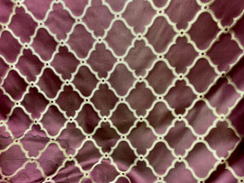 NEW Lady Madison 100% Silk Satin Fabric with Geometric Motif - Maroon - Fancy Styles Fabric Pierre Frey Lee Jofa Brunschwig & Fils