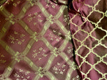 NEW Princess Maddy 100% Silk Satin Fabric with Geometric Motif - Maroon - Fancy Styles Fabric Pierre Frey Lee Jofa Brunschwig & Fils
