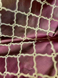 NEW Lady Madison 100% Silk Satin Fabric with Geometric Motif - Maroon - Fancy Styles Fabric Pierre Frey Lee Jofa Brunschwig & Fils