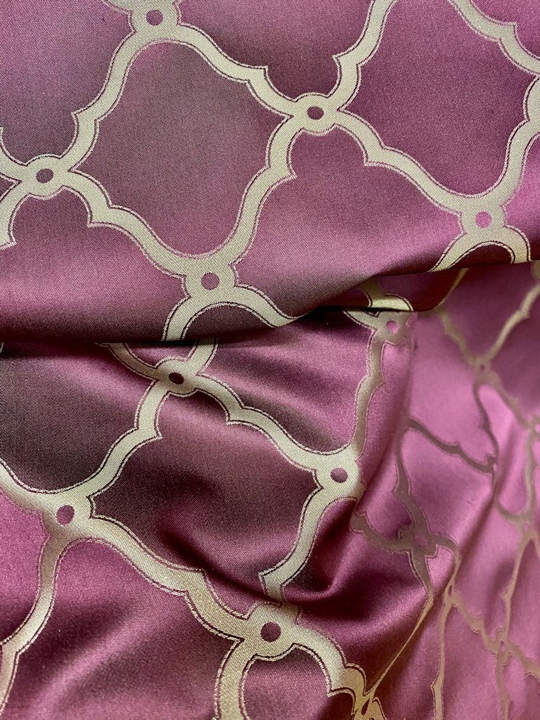 NEW Lady Madison 100% Silk Satin Fabric with Geometric Motif - Maroon - Fancy Styles Fabric Pierre Frey Lee Jofa Brunschwig & Fils
