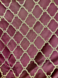 NEW Lady Madison 100% Silk Satin Fabric with Geometric Motif - Maroon - Fancy Styles Fabric Pierre Frey Lee Jofa Brunschwig & Fils