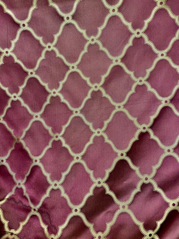 NEW Lady Madison 100% Silk Satin Fabric with Geometric Motif - Maroon - Fancy Styles Fabric Pierre Frey Lee Jofa Brunschwig & Fils