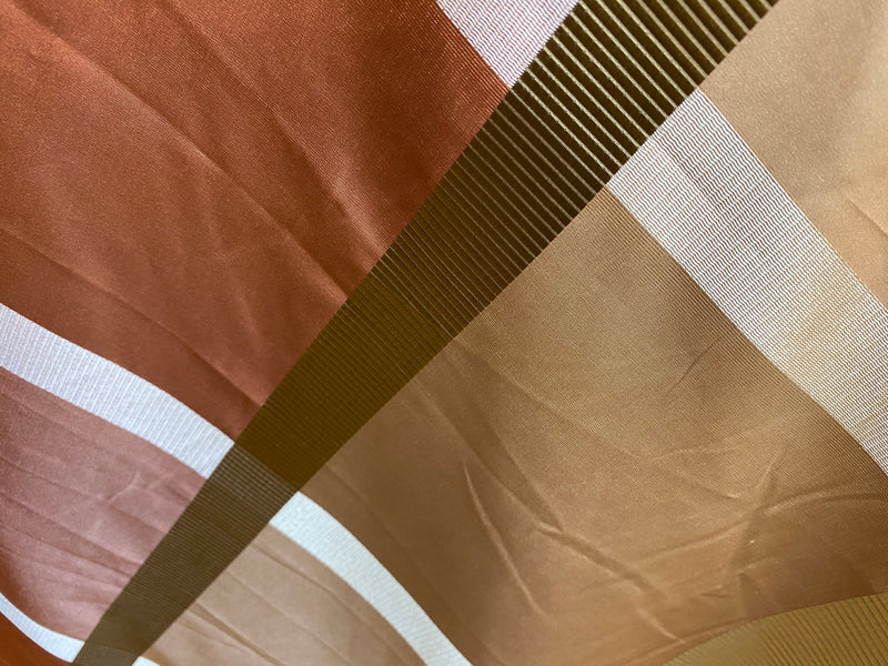 NEW Princess Ellie 100% Silk Taffeta Fabric with Ribbon Stripes and Checks - Gold, Tan, Burnt Peach - Fancy Styles Fabric Pierre Frey Lee Jofa Brunschwig & Fils