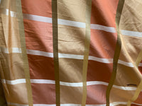 NEW Princess Ellie 100% Silk Taffeta Fabric with Ribbon Stripes and Checks - Gold, Tan, Burnt Peach - Fancy Styles Fabric Pierre Frey Lee Jofa Brunschwig & Fils