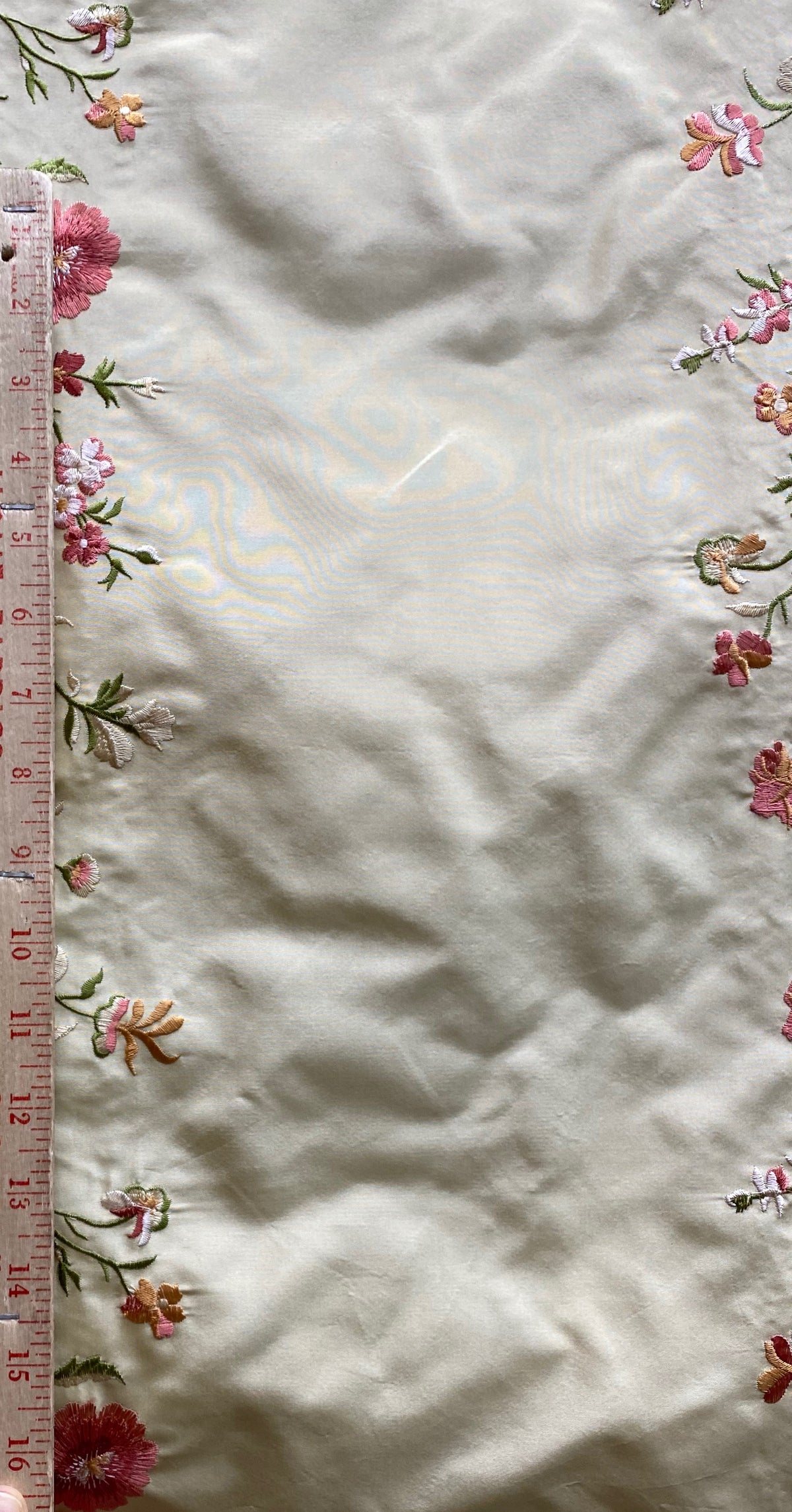 NEW! Duchess Megan Designer 100% Silk Dupioni Embroidery Floral Fabric- Beige - Fancy Styles Fabric Pierre Frey Lee Jofa Brunschwig & Fils