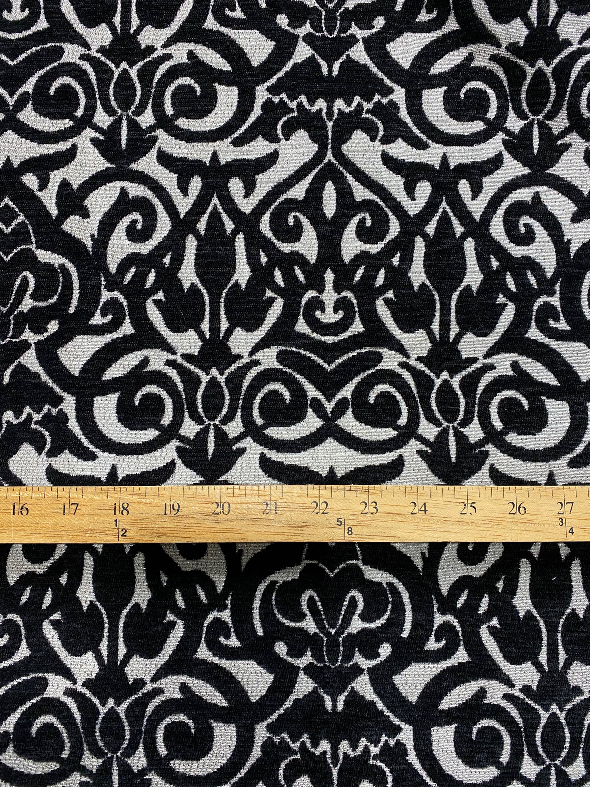 NEW! King Retro Designer Damask Burnout Velvet Fabric - Black and Silver - Fancy Styles Fabric Pierre Frey Lee Jofa Brunschwig & Fils