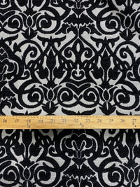 NEW! King Retro Designer Damask Burnout Velvet Fabric - Black and Silver - Fancy Styles Fabric Pierre Frey Lee Jofa Brunschwig & Fils