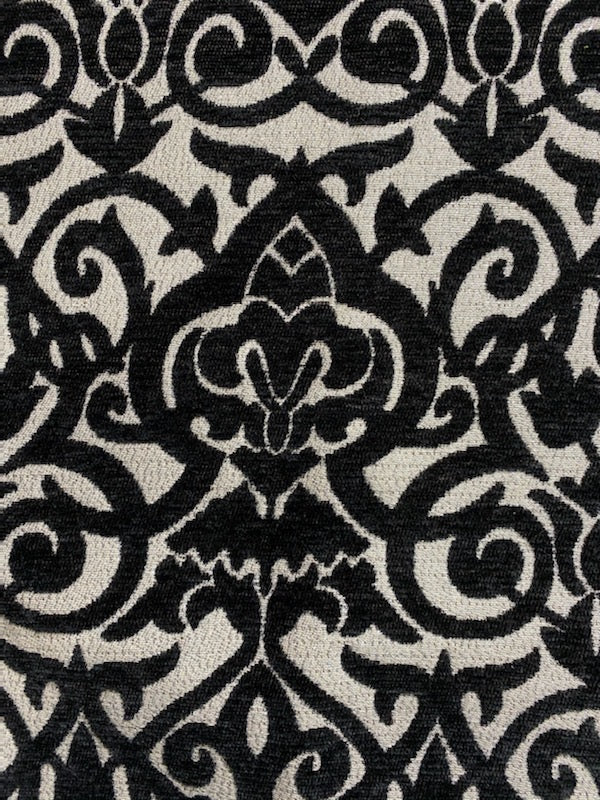 NEW! King Retro Designer Damask Burnout Velvet Fabric - Black and Silver - Fancy Styles Fabric Pierre Frey Lee Jofa Brunschwig & Fils