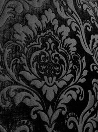 NEW Queen Isabella Designer Damask Burnout Chenille Velvet Fabric - Black on Black - Fancy Styles Fabric Pierre Frey Lee Jofa Brunschwig & Fils