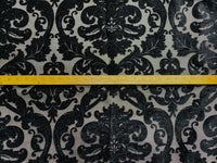 NEW King Benjamin Designer Damask Burnout Chenille Velvet Fabric - Upholstery - Black & Gray - Fancy Styles Fabric Pierre Frey Lee Jofa Brunschwig & Fils