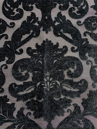 NEW King Benjamin Designer Damask Burnout Chenille Velvet Fabric - Upholstery - Black & Gray - Fancy Styles Fabric Pierre Frey Lee Jofa Brunschwig & Fils