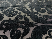 NEW King Benjamin Designer Damask Burnout Chenille Velvet Fabric - Upholstery - Black & Gray - Fancy Styles Fabric Pierre Frey Lee Jofa Brunschwig & Fils