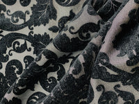 NEW King Benjamin Designer Damask Burnout Chenille Velvet Fabric - Upholstery - Black & Gray - Fancy Styles Fabric Pierre Frey Lee Jofa Brunschwig & Fils
