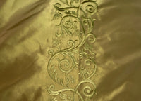 NEW Queen Chloe 100% Silk Taffeta Embroidered Fabric - Khaki Gold & Pink Highlights - Fancy Styles Fabric Pierre Frey Lee Jofa Brunschwig & Fils