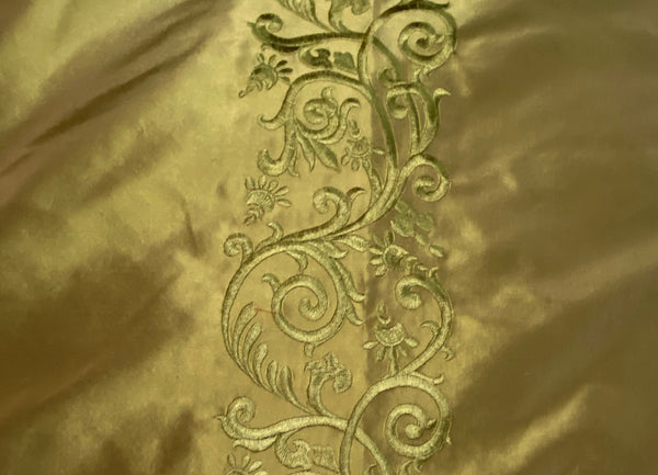 NEW Queen Chloe 100% Silk Taffeta Embroidered Fabric - Khaki Gold & Pink Highlights - Fancy Styles Fabric Pierre Frey Lee Jofa Brunschwig & Fils