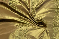 NEW Queen Chloe 100% Silk Taffeta Embroidered Fabric - Khaki Gold & Pink Highlights - Fancy Styles Fabric Pierre Frey Lee Jofa Brunschwig & Fils
