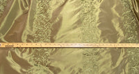 NEW Queen Chloe 100% Silk Taffeta Embroidered Fabric - Khaki Gold & Pink Highlights - Fancy Styles Fabric Pierre Frey Lee Jofa Brunschwig & Fils