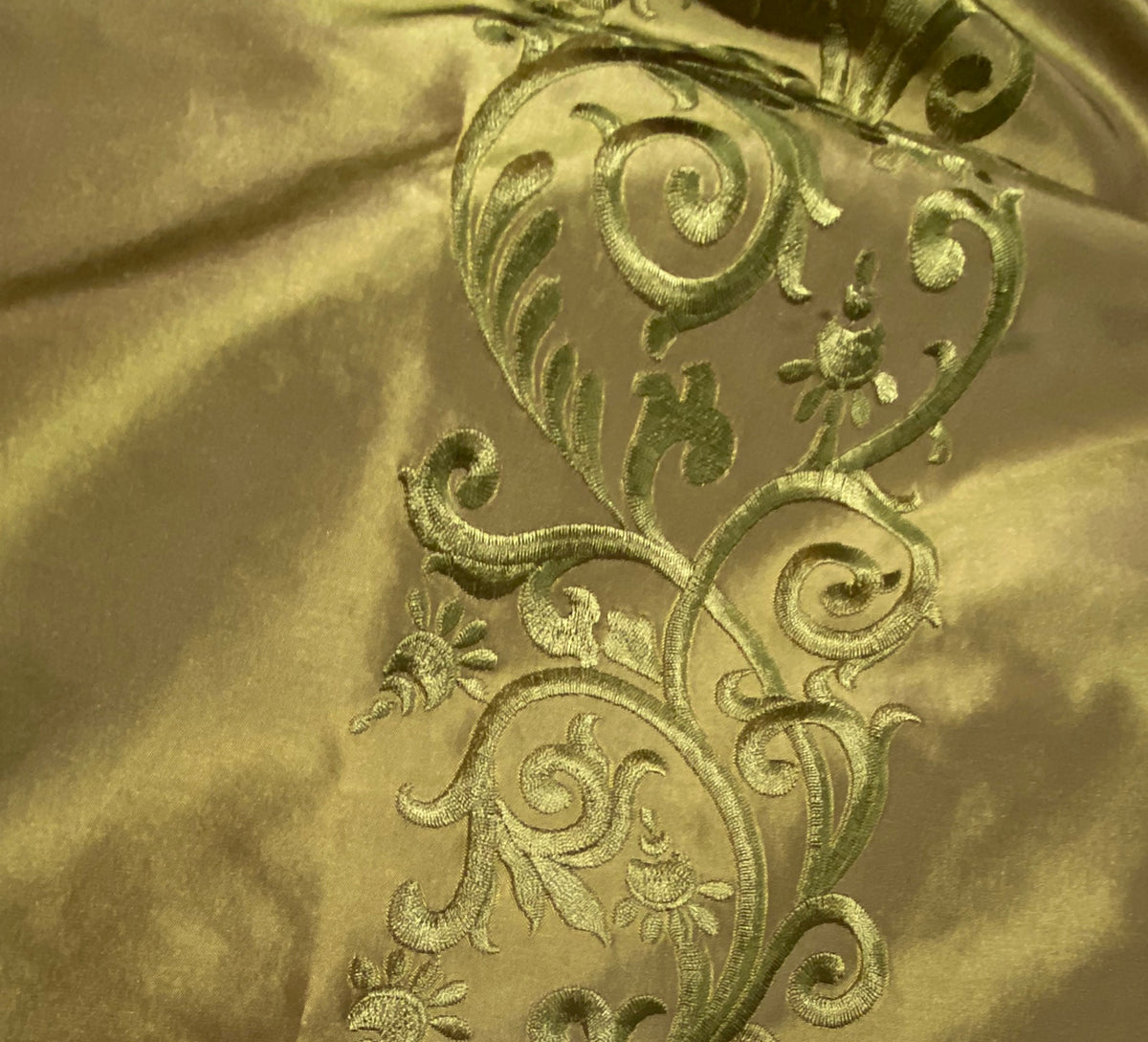 NEW Queen Chloe 100% Silk Taffeta Embroidered Fabric - Khaki Gold & Pink Highlights - Fancy Styles Fabric Pierre Frey Lee Jofa Brunschwig & Fils