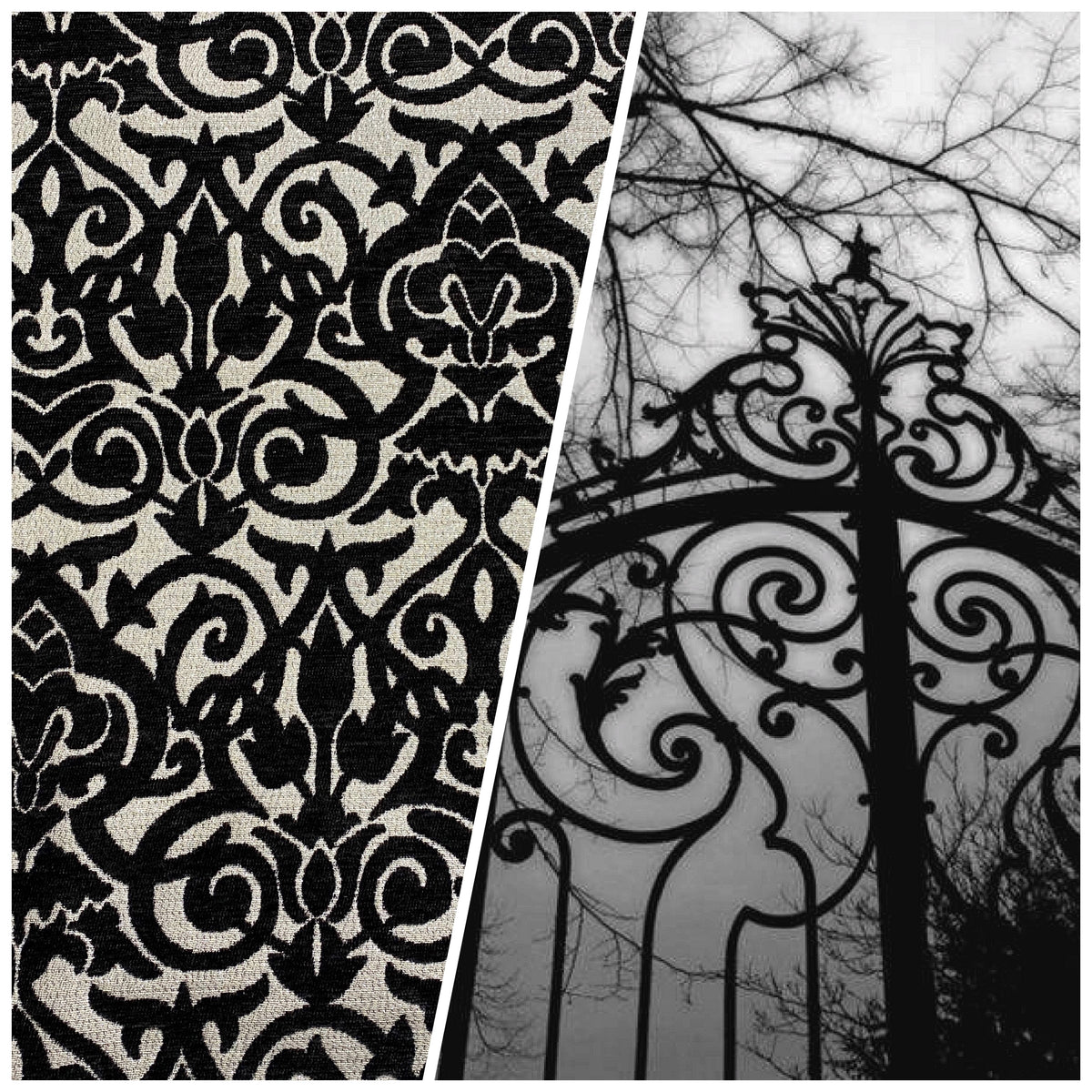 NEW! King Retro Designer Damask Burnout Velvet Fabric - Black and Silver - Fancy Styles Fabric Pierre Frey Lee Jofa Brunschwig & Fils