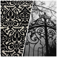 NEW! King Retro Designer Damask Burnout Velvet Fabric - Black and Silver - Fancy Styles Fabric Pierre Frey Lee Jofa Brunschwig & Fils
