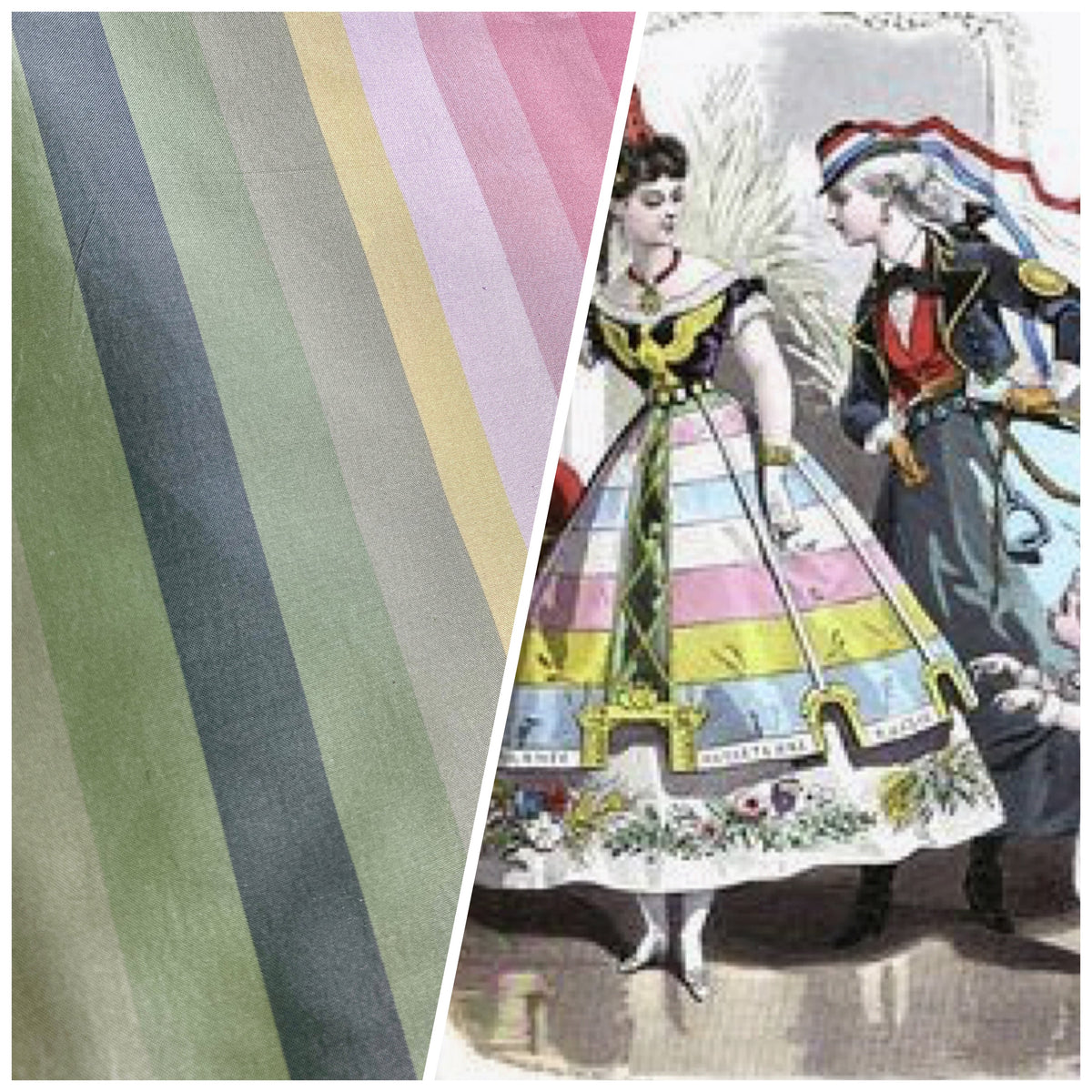 NEW Lady Delilah Designer 100% Silk Taffeta Rainbow Stripes Fabric - 55" Wide - Fancy Styles Fabric Pierre Frey Lee Jofa Brunschwig & Fils