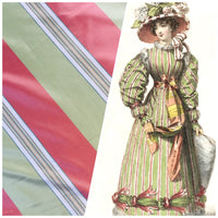 NEW Lady Sophia 100% Silk Taffeta Fabric - Pink And Green Stripe - Fancy Styles Fabric Pierre Frey Lee Jofa Brunschwig & Fils